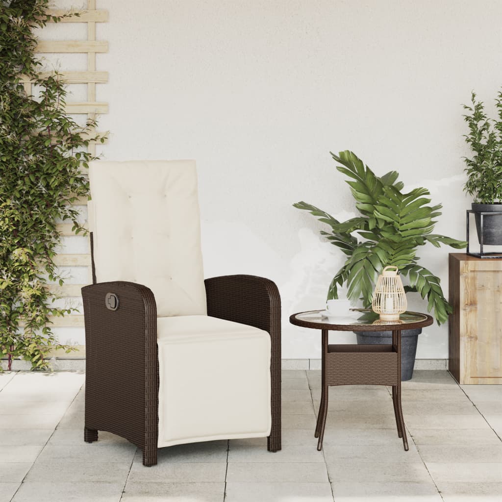 Sedia Reclinabile Giardino con Poggiapiedi Marrone Polyrattan - homemem39