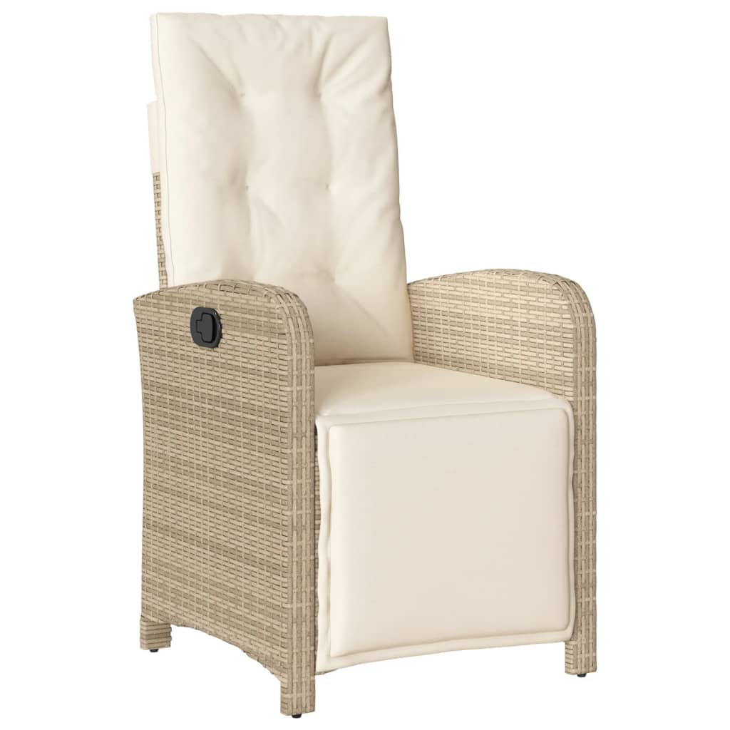 Sedia Reclinabile da Giardino con Poggiapiedi Beige Polyrattan - homemem39