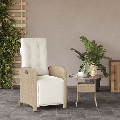 Sedia Reclinabile da Giardino con Poggiapiedi Beige Polyrattan - homemem39