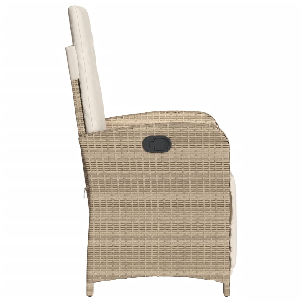 Sedia Reclinabile da Giardino con Poggiapiedi Beige Polyrattan - homemem39