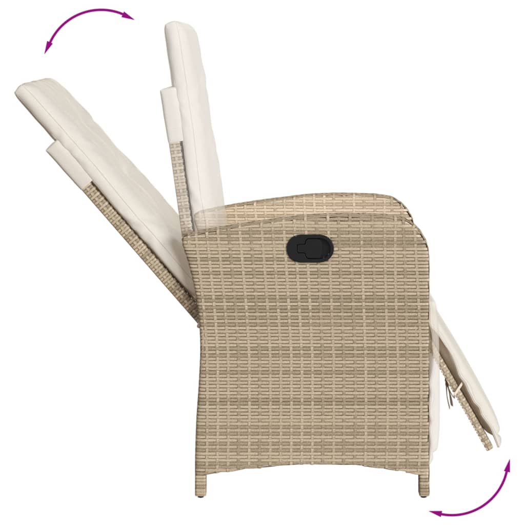 Sedia Reclinabile da Giardino con Poggiapiedi Beige Polyrattan - homemem39