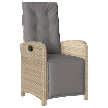 Sedia Reclinabile Giardino e Poggiapiedi Beige Misto Polyrattan - homemem39