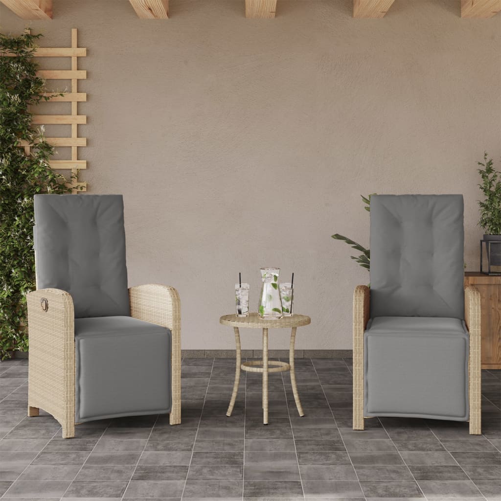 Sedie da Giardino Reclinabili 2 pz con Poggiapiedi Polyrattan - homemem39