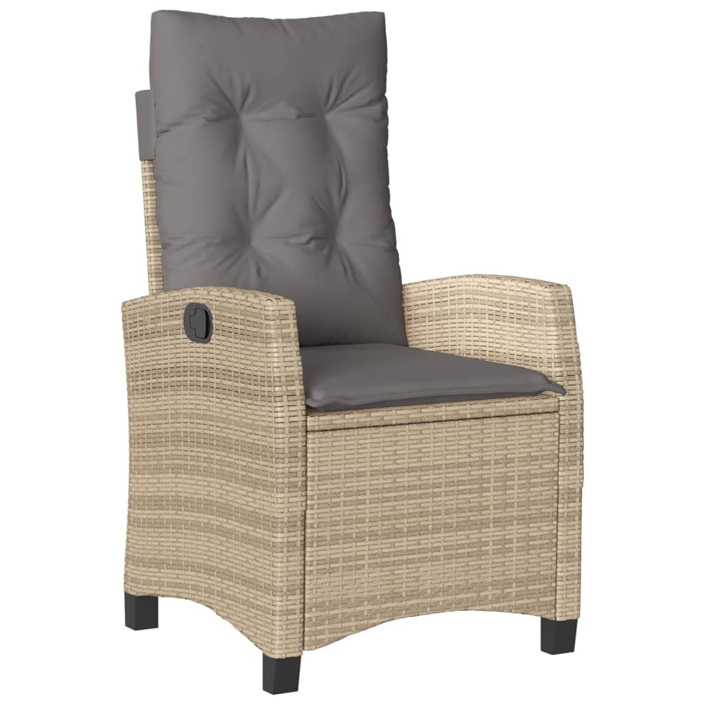 Sedia Reclinabile Giardino con Cuscini Beige Misto Polyrattan - homemem39