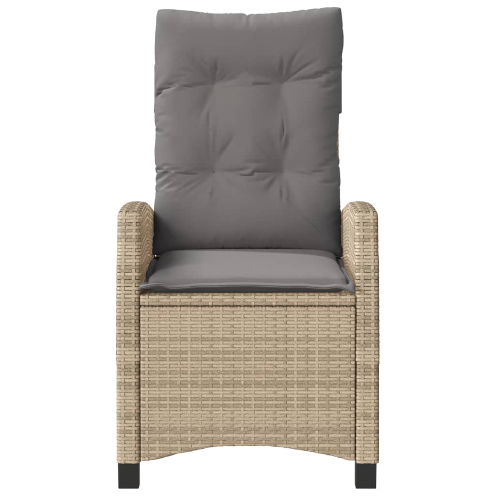 Sedia Reclinabile Giardino con Cuscini Beige Misto Polyrattan - homemem39