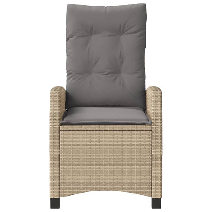 Sedia Reclinabile Giardino con Cuscini Beige Misto Polyrattan - homemem39