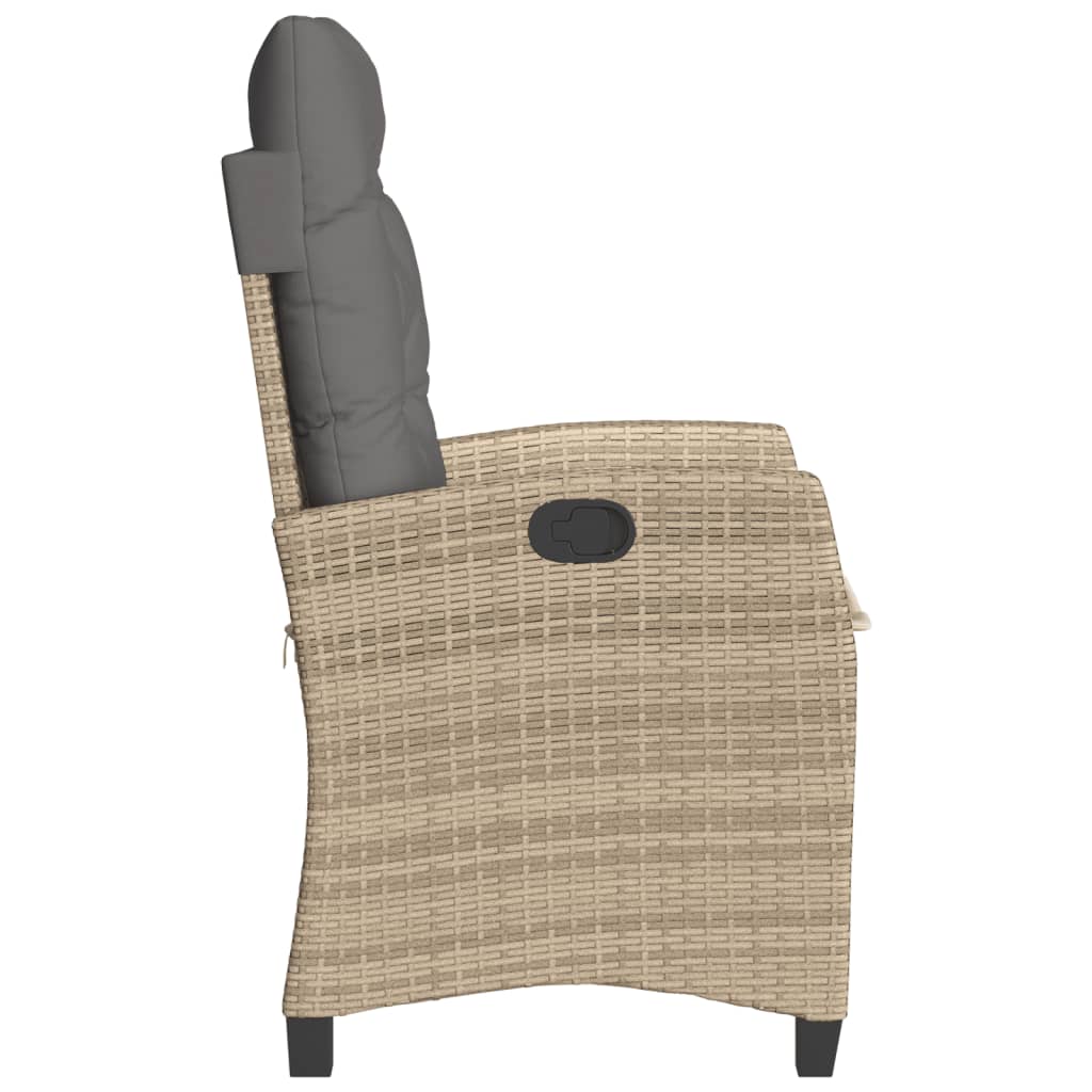 Sedia Reclinabile Giardino con Cuscini Beige Misto Polyrattan - homemem39