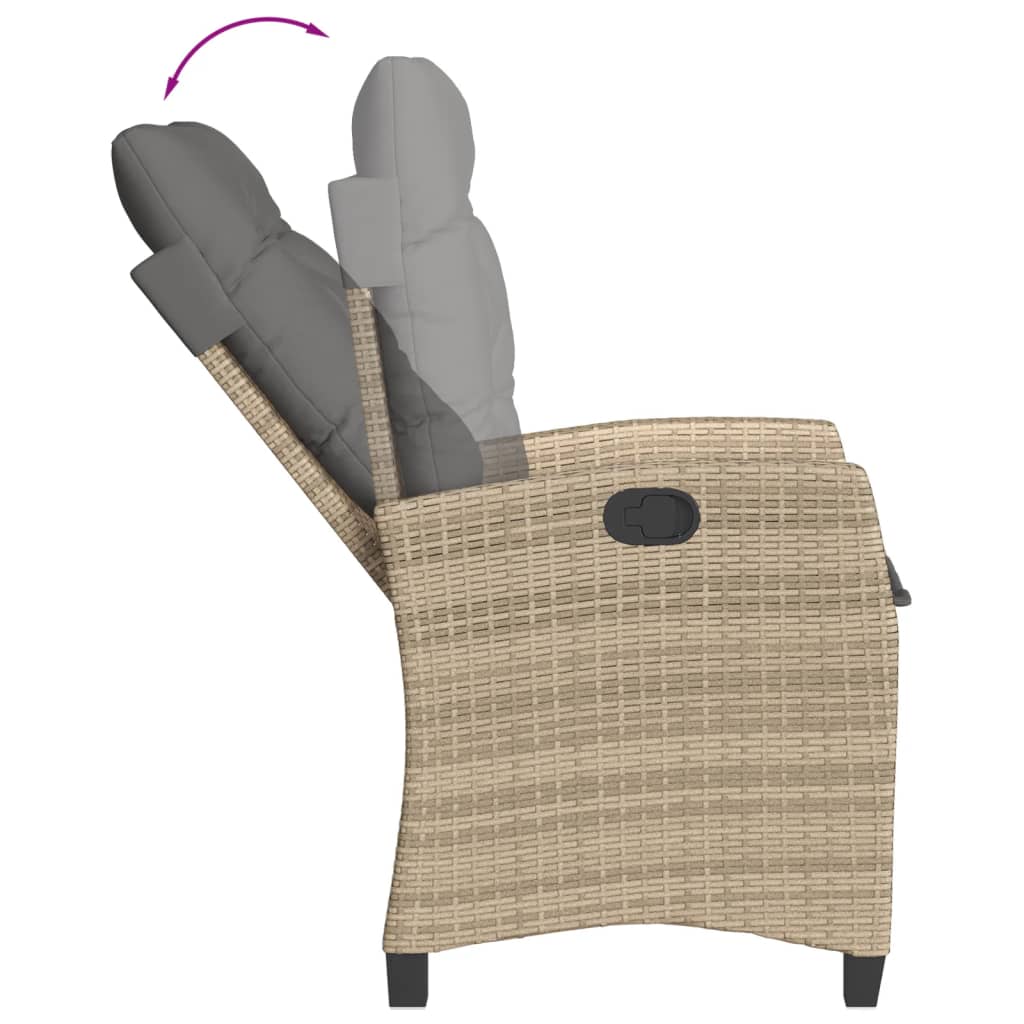 Sedia Reclinabile Giardino con Cuscini Beige Misto Polyrattan - homemem39