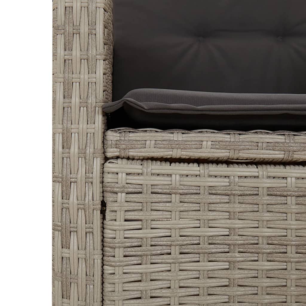 Sedia Reclinabile Giardino con Cuscini Grigio Chiaro Polyrattan - homemem39