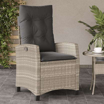 Sedia Reclinabile Giardino con Cuscini Grigio Chiaro Polyrattan - homemem39