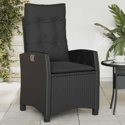 Sedie Reclinabili da Giardino 2 pz con Cuscini Nero Polyrattan - homemem39