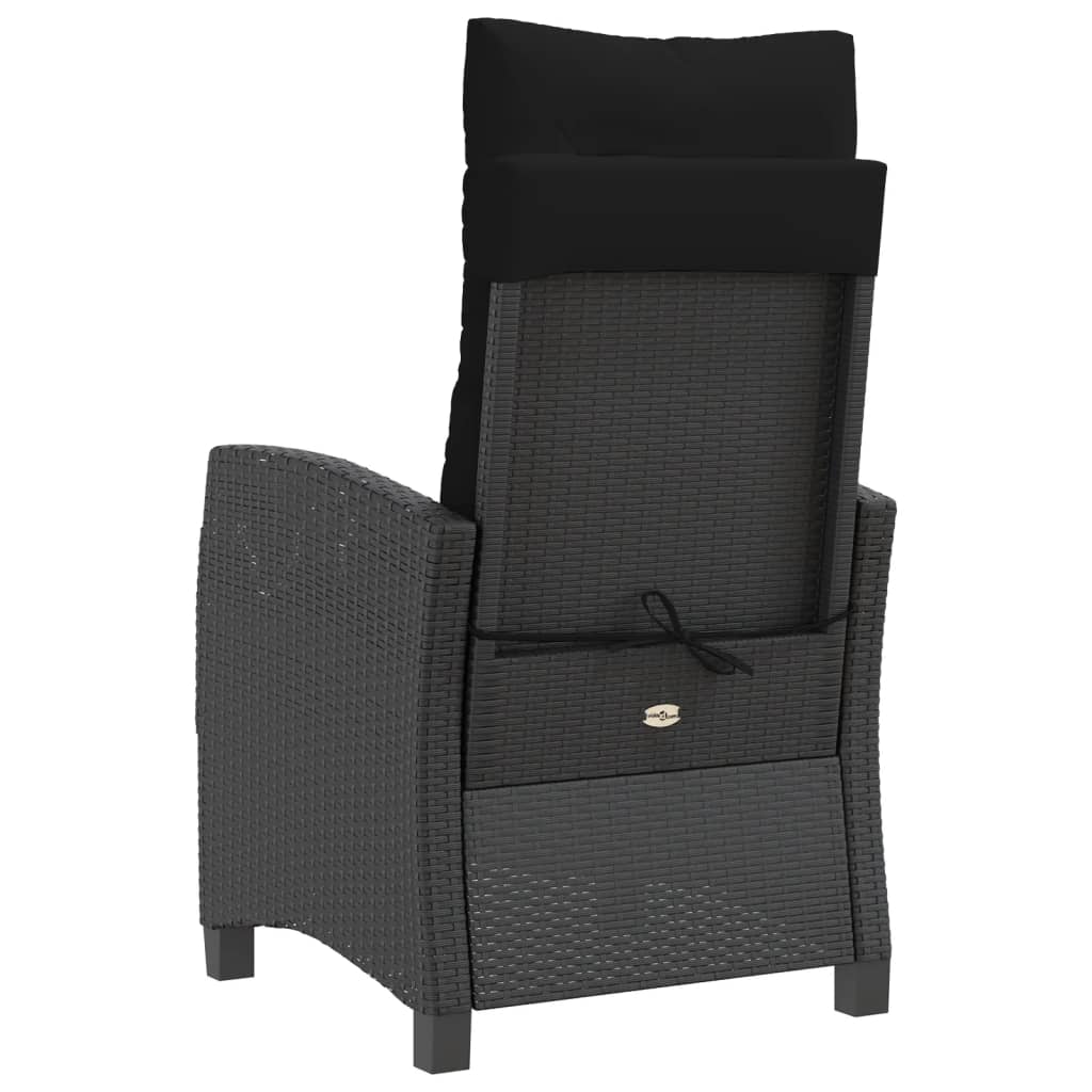 Sedie Reclinabili da Giardino 2 pz con Cuscini Nero Polyrattan - homemem39