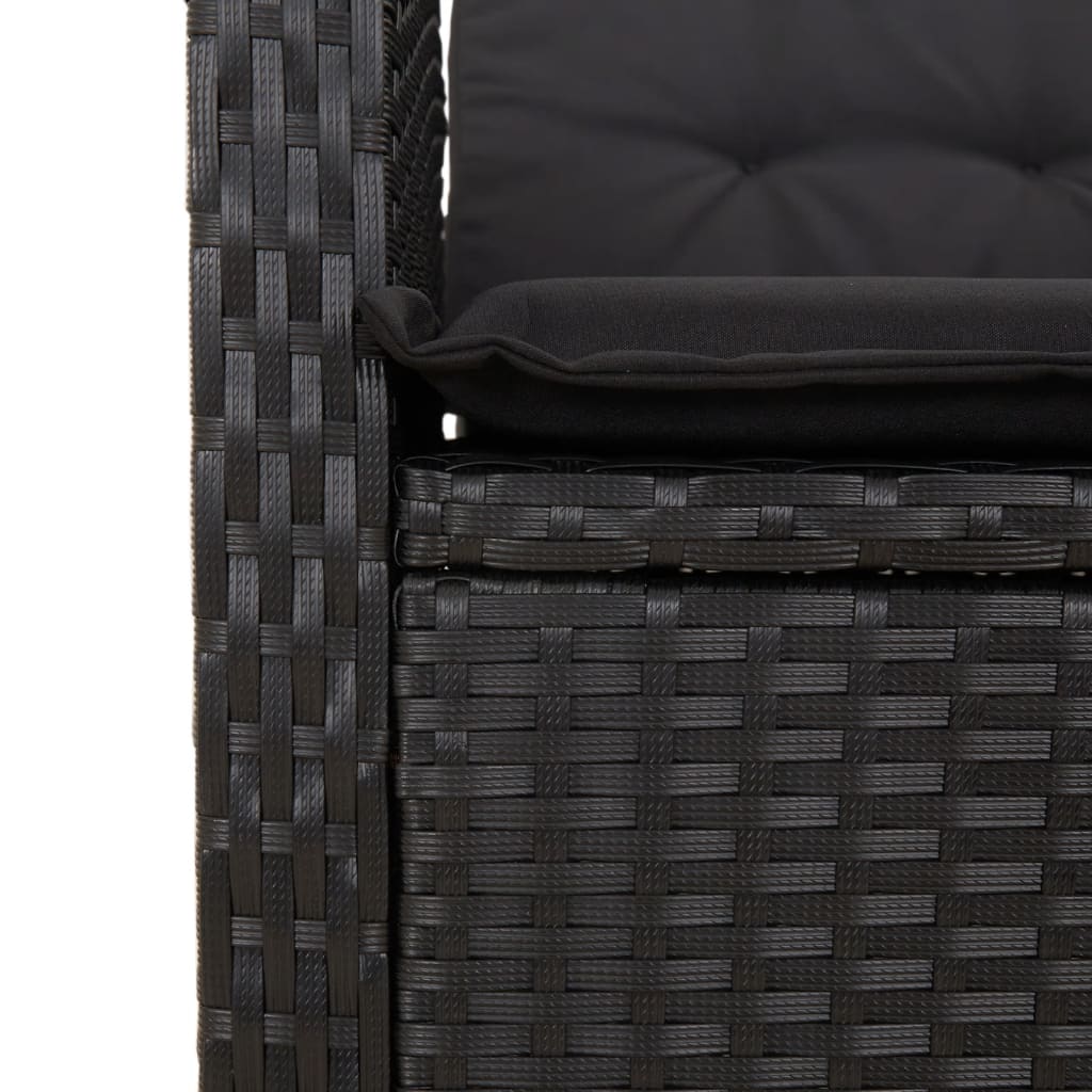 Sedie Reclinabili da Giardino 2 pz con Cuscini Nero Polyrattan - homemem39