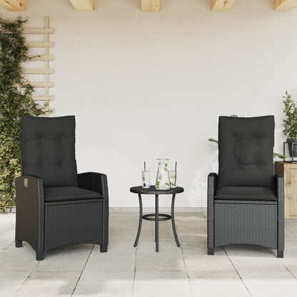 Sedie Reclinabili da Giardino 2 pz con Cuscini Nero Polyrattan - homemem39