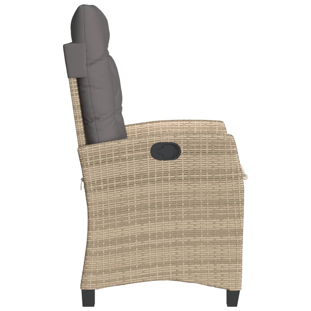 Sedie Reclinabili Giardino 2pz Cuscini Beige Misto Polyrattan - homemem39