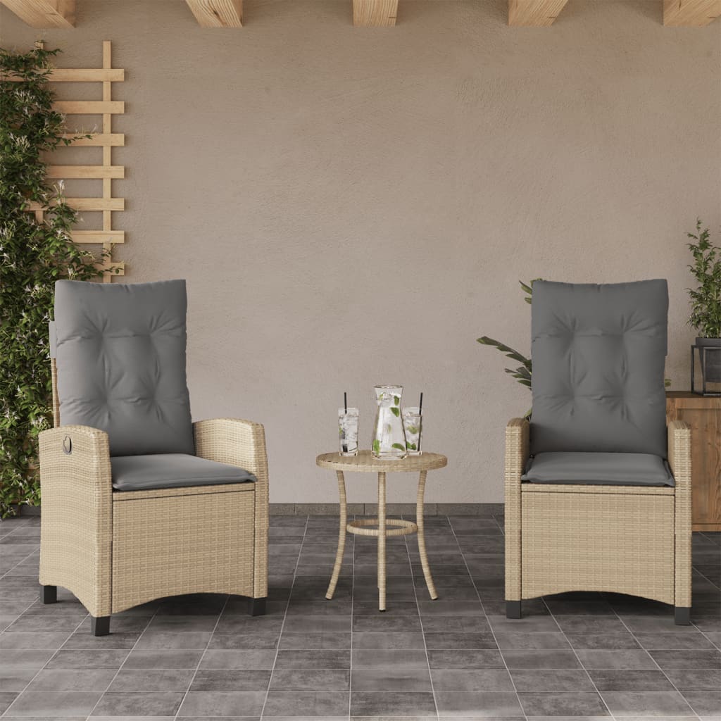 Sedie Reclinabili Giardino 2pz Cuscini Beige Misto Polyrattan - homemem39