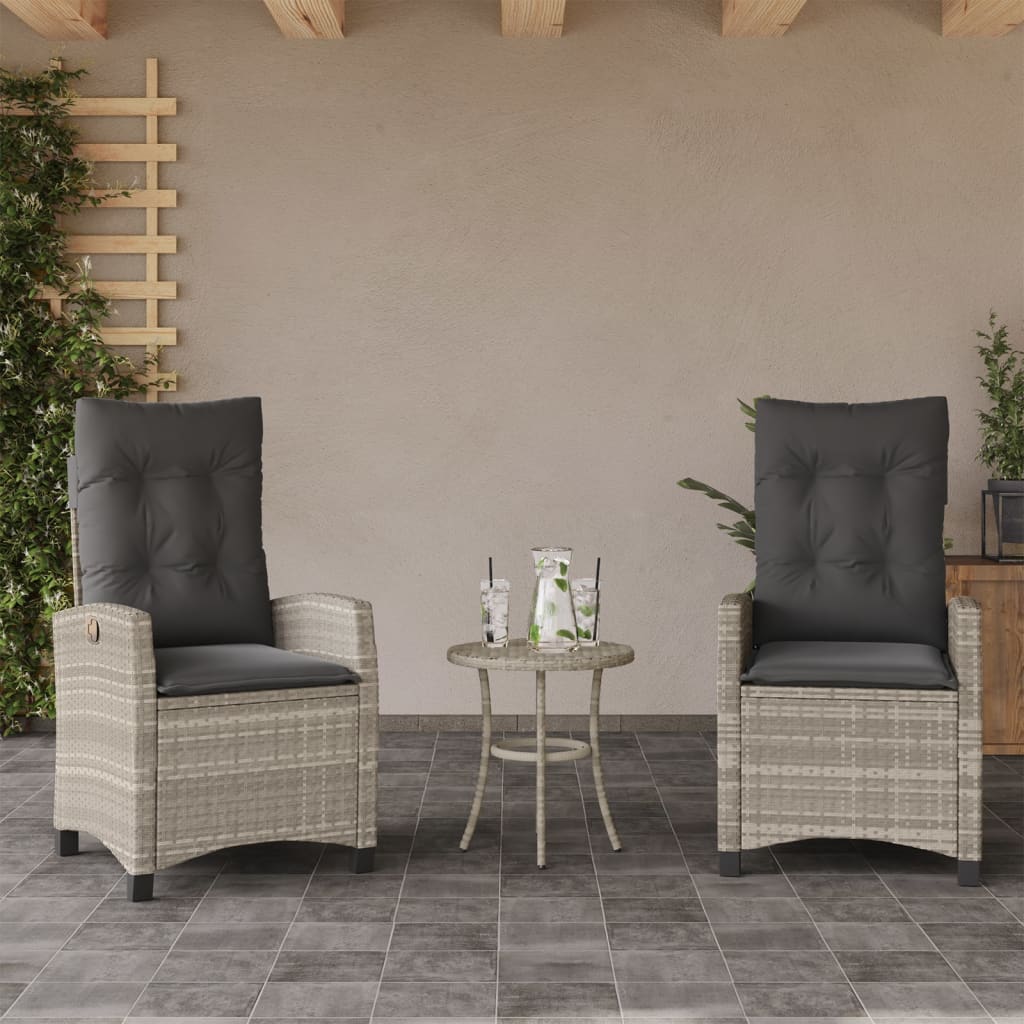 Sedie Reclinabili Giardino 2pz Cuscini Grigio Chiaro Polyrattan - homemem39