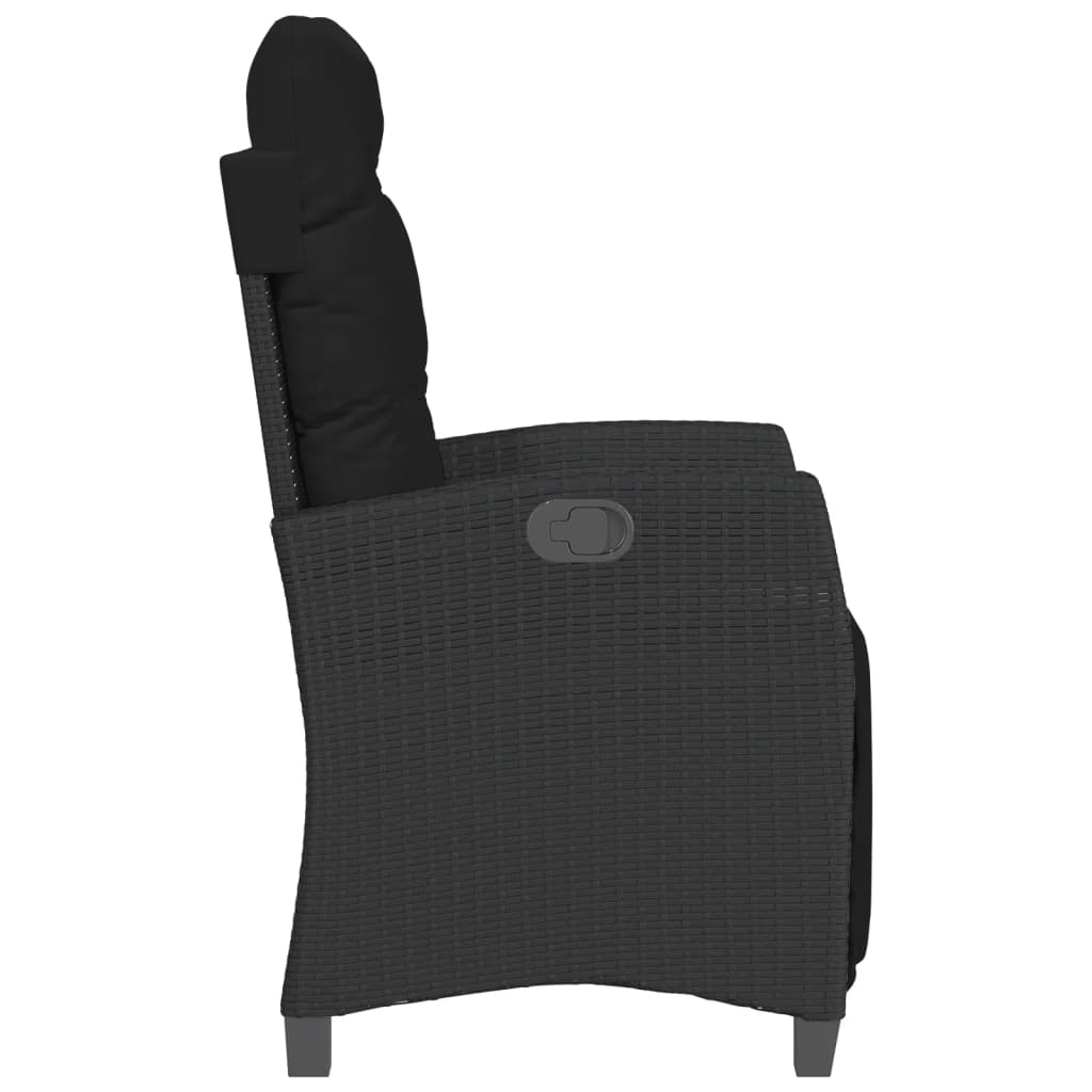 Sedia Reclinabile da Giardino con Poggiapiedi Nera Polyrattan - homemem39