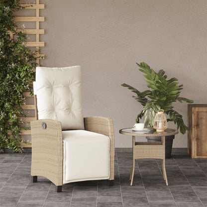 Sedia Reclinabile da Giardino con Poggiapiedi Beige Polyrattan - homemem39