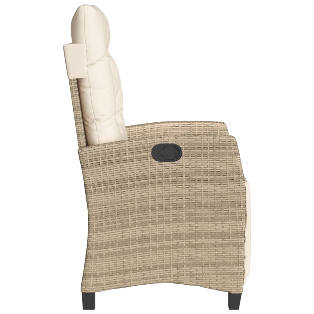 Sedia Reclinabile da Giardino con Poggiapiedi Beige Polyrattan - homemem39