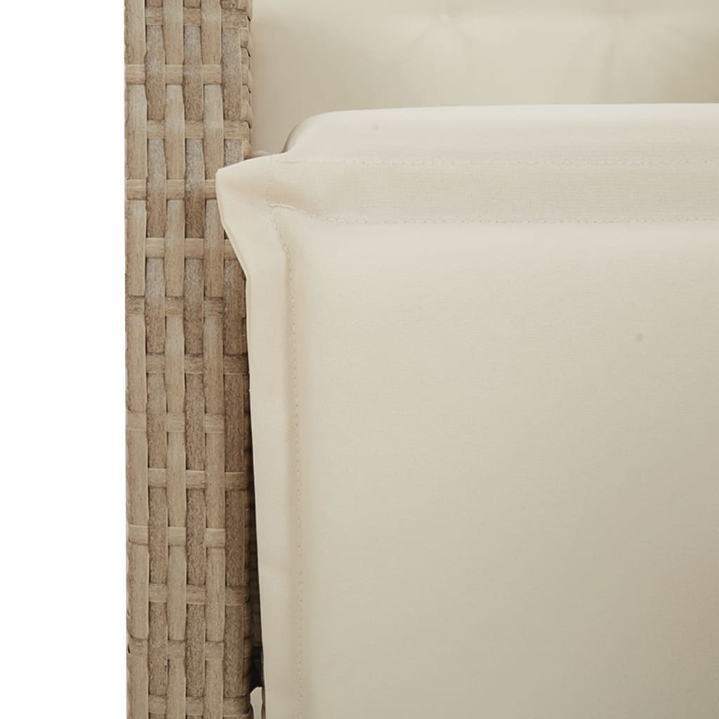 Sedia Reclinabile da Giardino con Poggiapiedi Beige Polyrattan - homemem39