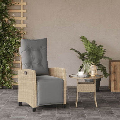 Sedia Reclinabile Giardino e Poggiapiedi Beige Misto Polyrattan