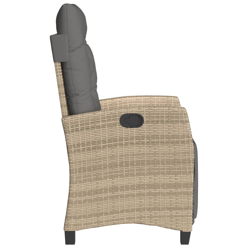 Sedia Reclinabile Giardino e Poggiapiedi Beige Misto Polyrattan - homemem39