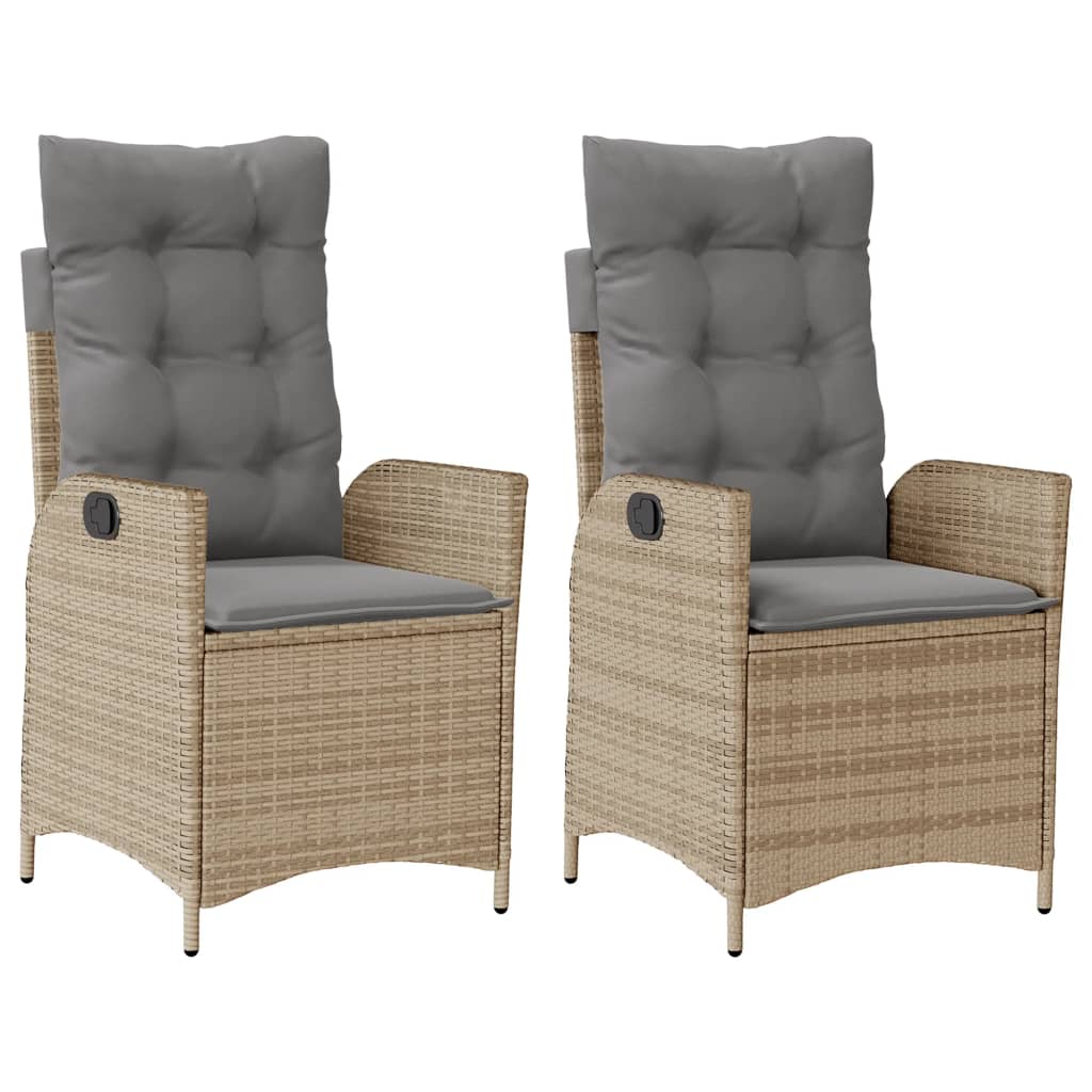 Sedie Reclinabili Giardino 2pz Cuscini Beige Misto Polyrattan - homemem39