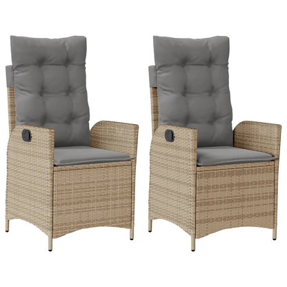 Sedie Reclinabili Giardino 2pz Cuscini Beige Misto Polyrattan - homemem39