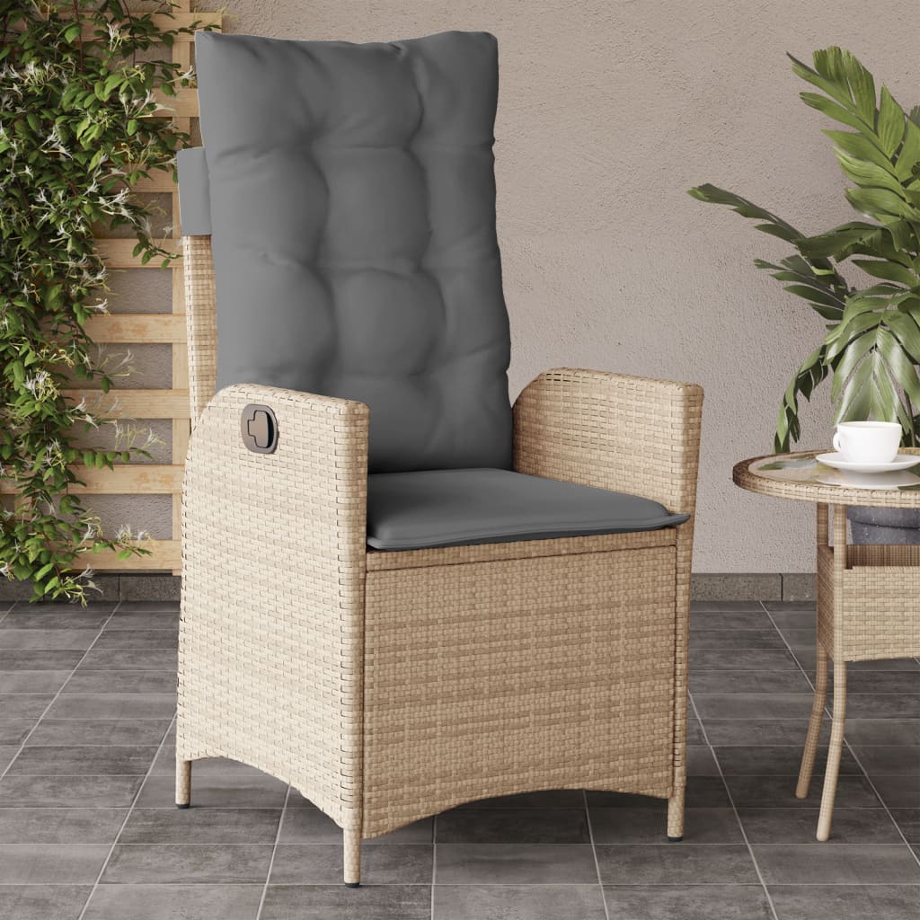 Sedie Reclinabili Giardino 2pz Cuscini Beige Misto Polyrattan - homemem39