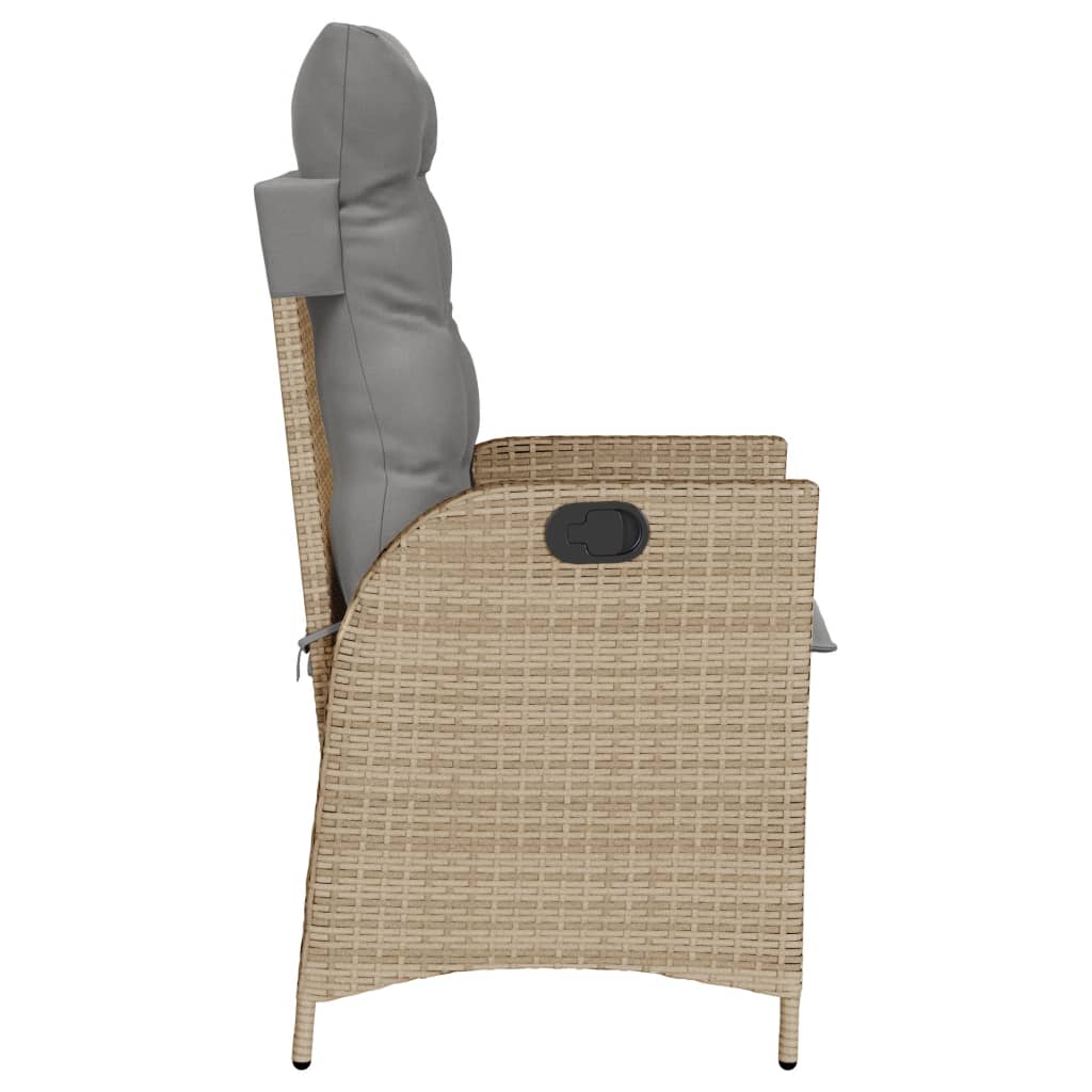 Sedie Reclinabili Giardino 2pz Cuscini Beige Misto Polyrattan - homemem39