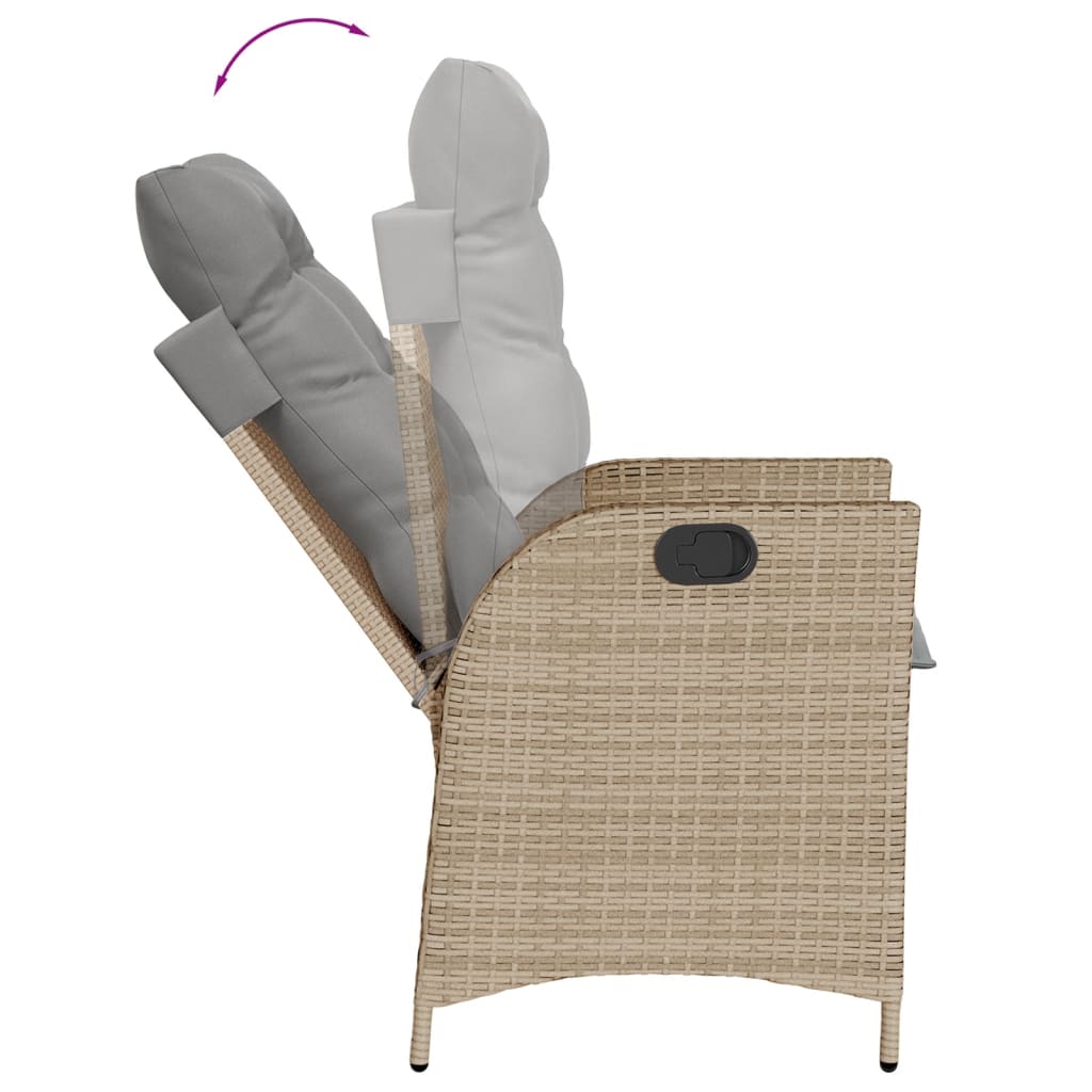 Sedie Reclinabili Giardino 2pz Cuscini Beige Misto Polyrattan - homemem39