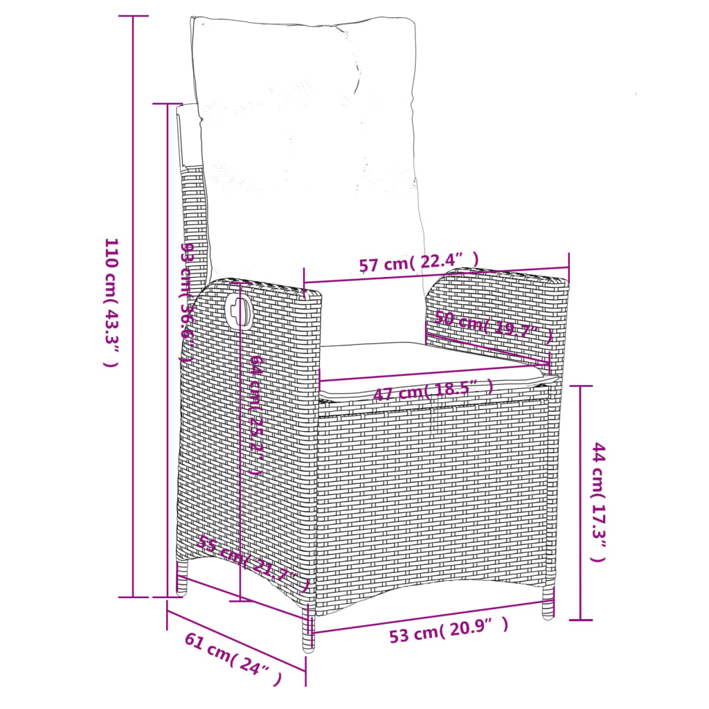 Sedie Reclinabili Giardino 2pz Cuscini Beige Misto Polyrattan - homemem39