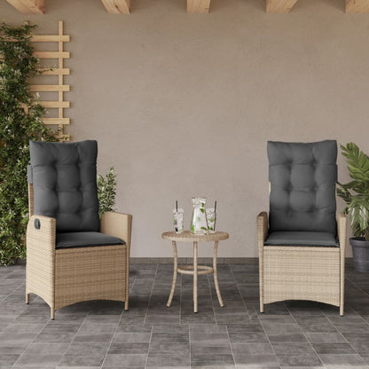 Sedie Reclinabili Giardino 2pz Cuscini Beige Misto Polyrattan - homemem39