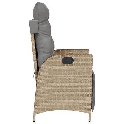 Sedia Reclinabile Giardino e Poggiapiedi Beige Misto Polyrattan - homemem39