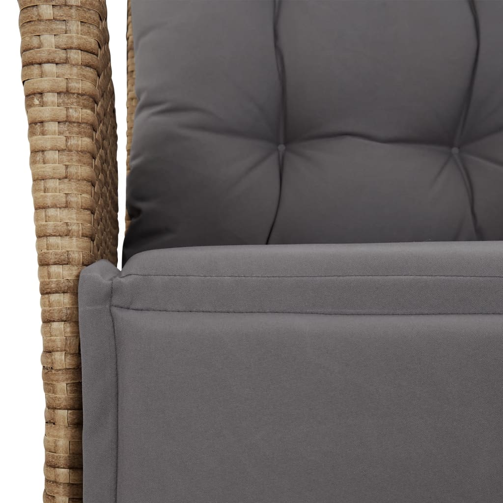 Sedia Reclinabile Giardino e Poggiapiedi Beige Misto Polyrattan