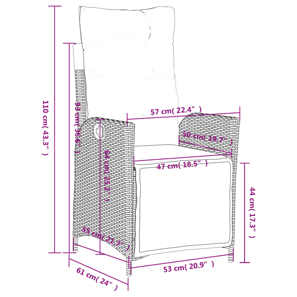 Sedia Reclinabile Giardino e Poggiapiedi Beige Misto Polyrattan - homemem39