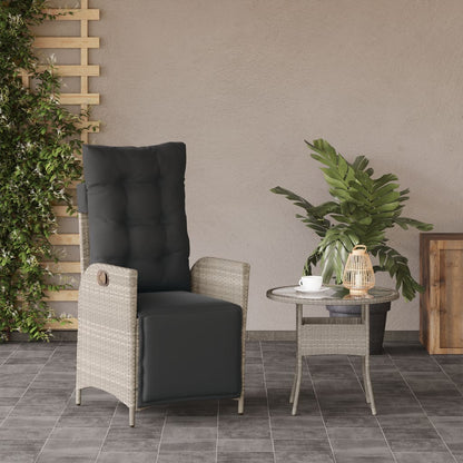 Sedia Reclinabile Giardino Poggiapiedi Grigio Chiaro Polyrattan