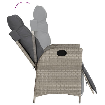 Sedia Reclinabile Giardino Poggiapiedi Grigio Chiaro Polyrattan - homemem39