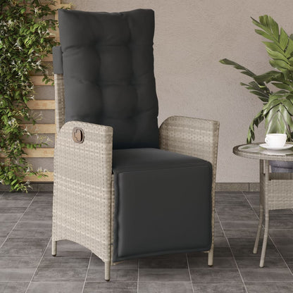 Sedia Reclinabile Giardino Poggiapiedi Grigio Chiaro Polyrattan - homemem39