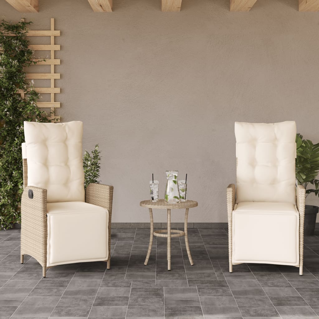 Sedie da Giardino Reclinabili 2 pz con Poggiapiedi Polyrattan - homemem39