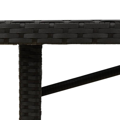 Tavolo da Giardino Piano in Vetro Nero 190x80x74 cm Polyrattan