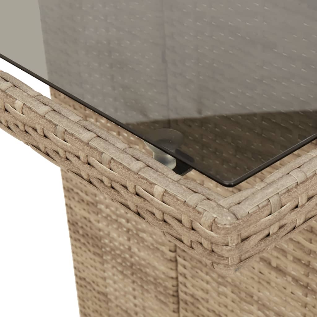 Tavolo da Giardino con Piano Vetro Beige 190x80x74cm Polyrattan - homemem39