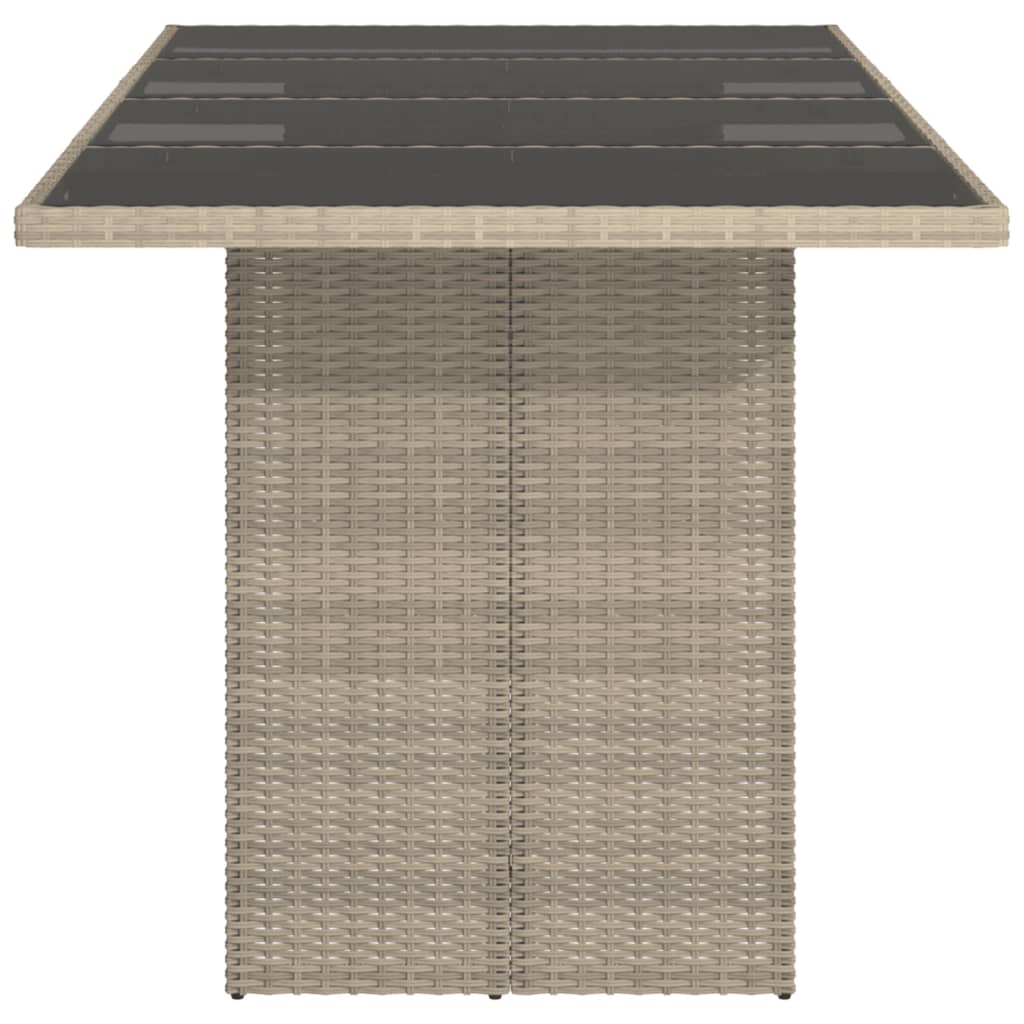 Tavolo da Giardino Piano in Vetro Grigio 190x80x74cm Polyrattan - homemem39