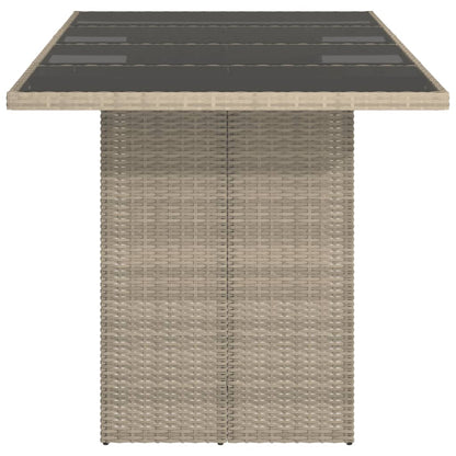 Tavolo da Giardino Piano in Vetro Grigio 190x80x74cm Polyrattan - homemem39