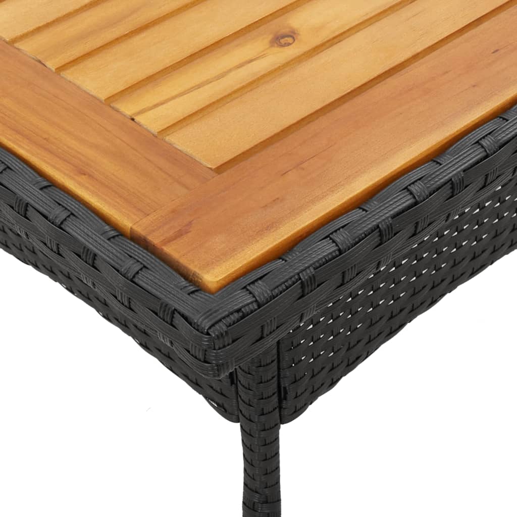 Tavolo Giardino Piano Legno Acacia Nero 80x80x75 cm Polyrattan - homemem39