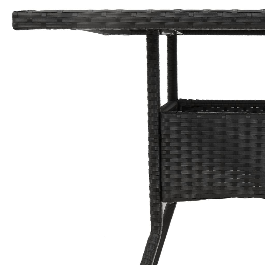 Tavolo Giardino Piano Legno Acacia Nero 80x80x75 cm Polyrattan - homemem39