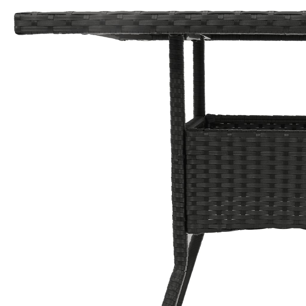 Tavolo da Giardino Piano in Vetro Nero 80x80x75 cm Polyrattan - homemem39