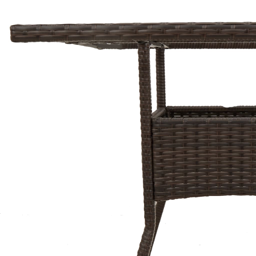 Tavolo da Giardino Piano Vetro Marrone 80x80x75 cm Polyrattan - homemem39