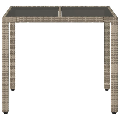 Tavolo da Giardino Piano in Vetro Grigio 90x90x75 cm Polyrattan - homemem39